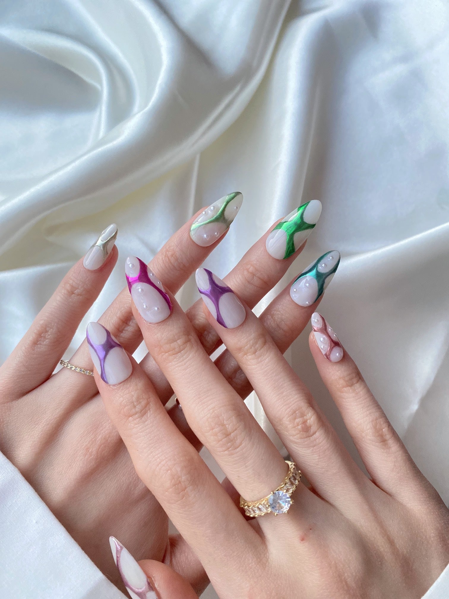 Colorful geometric nail art