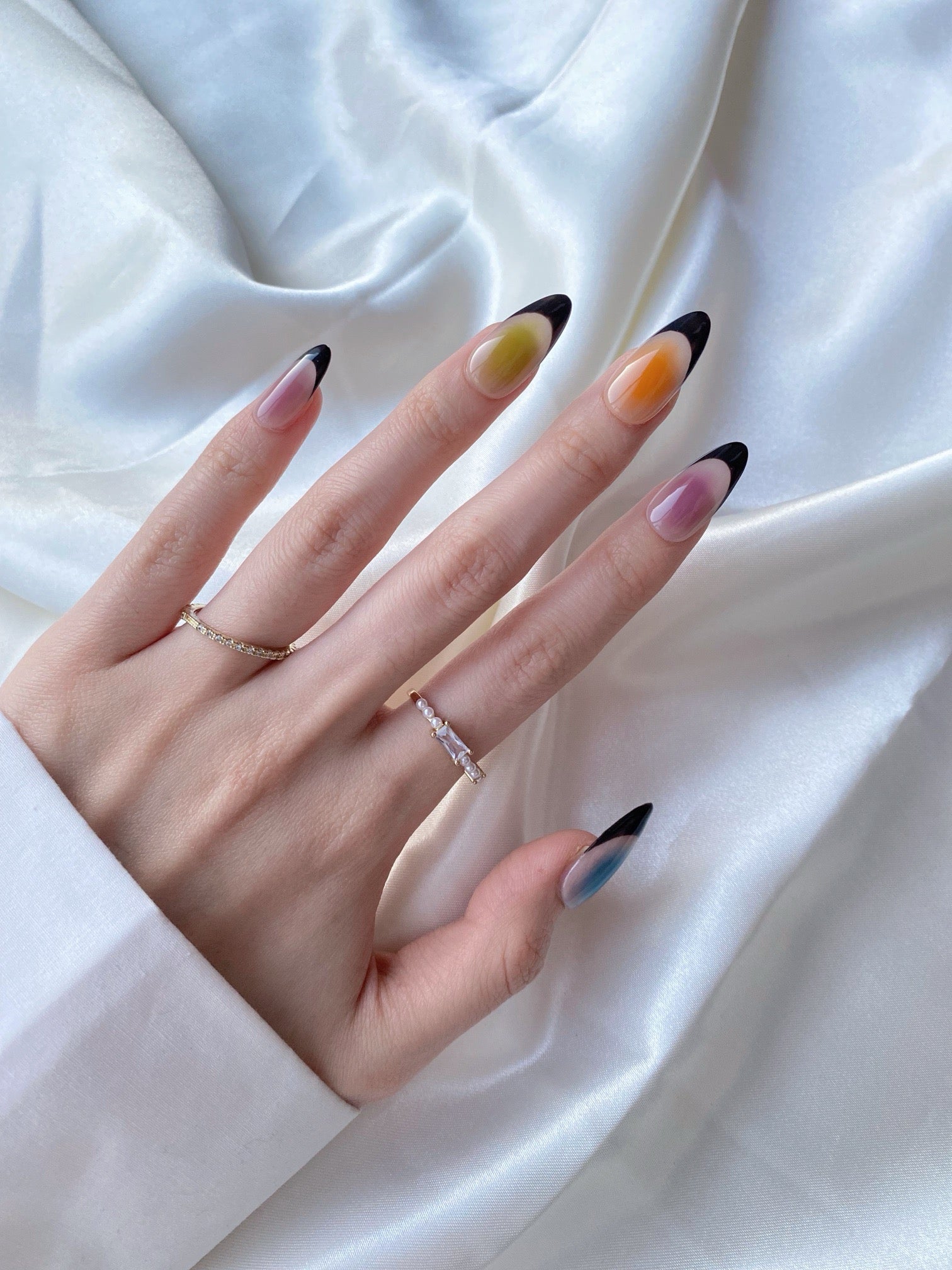 Black French color block manicure