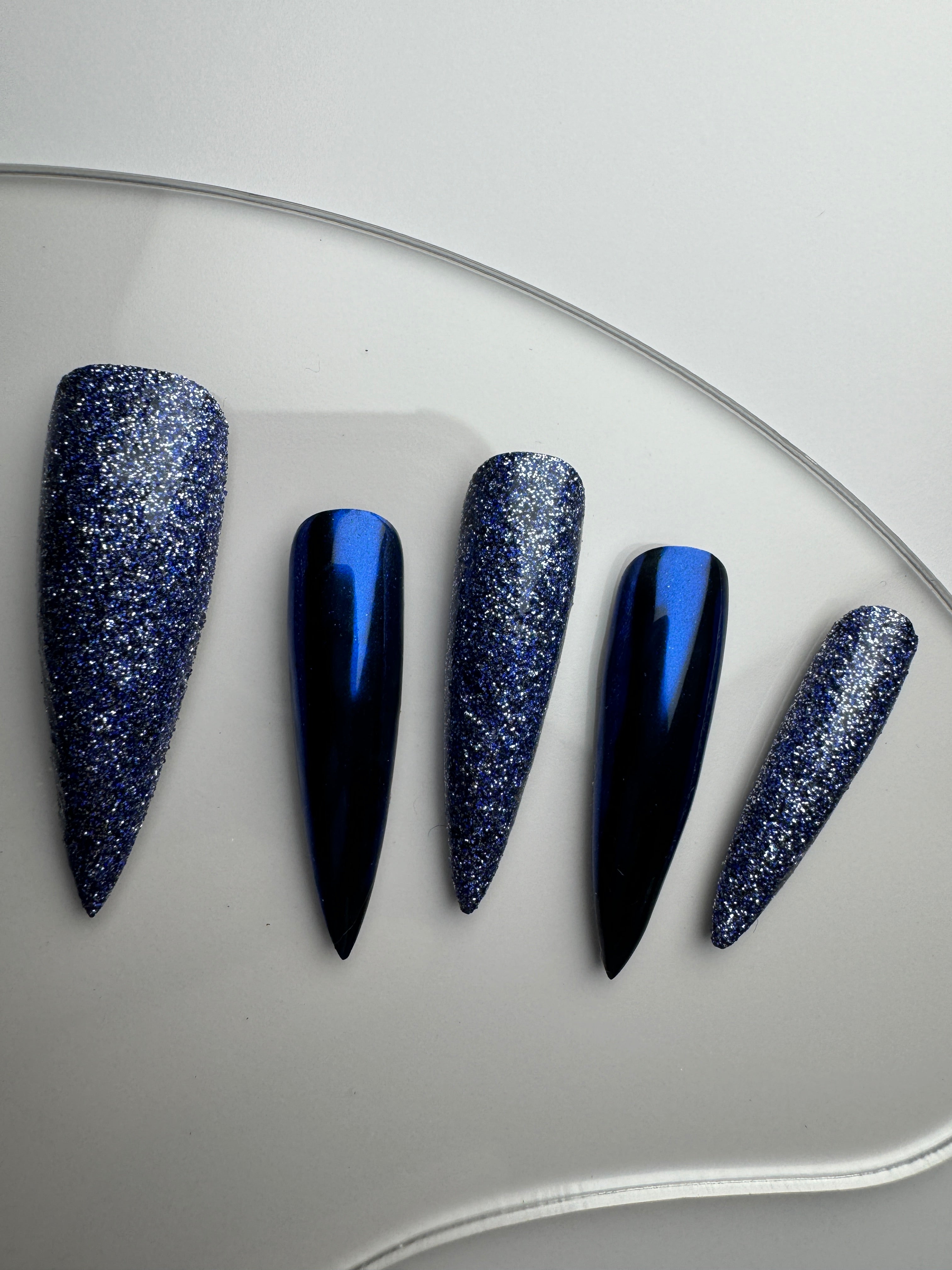 Elegant blue Star nail art