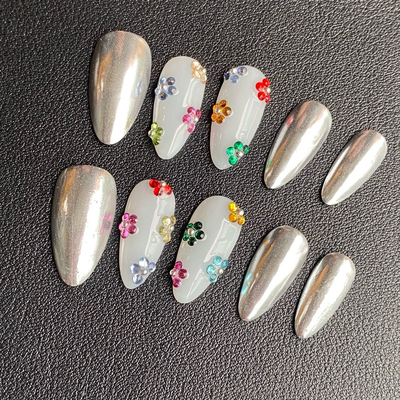 Floral relief hand-painted nail art