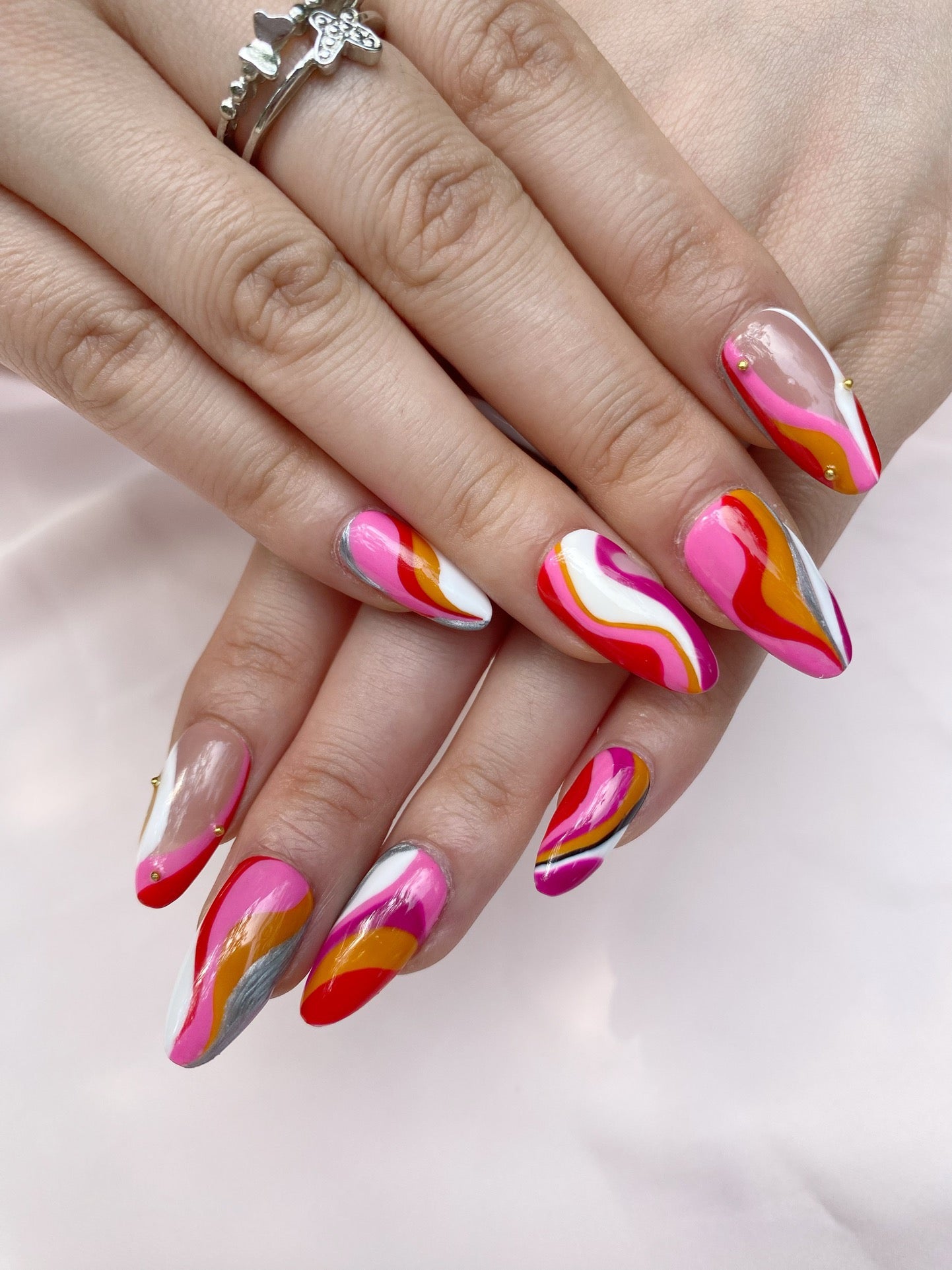 Passion painted line nail art