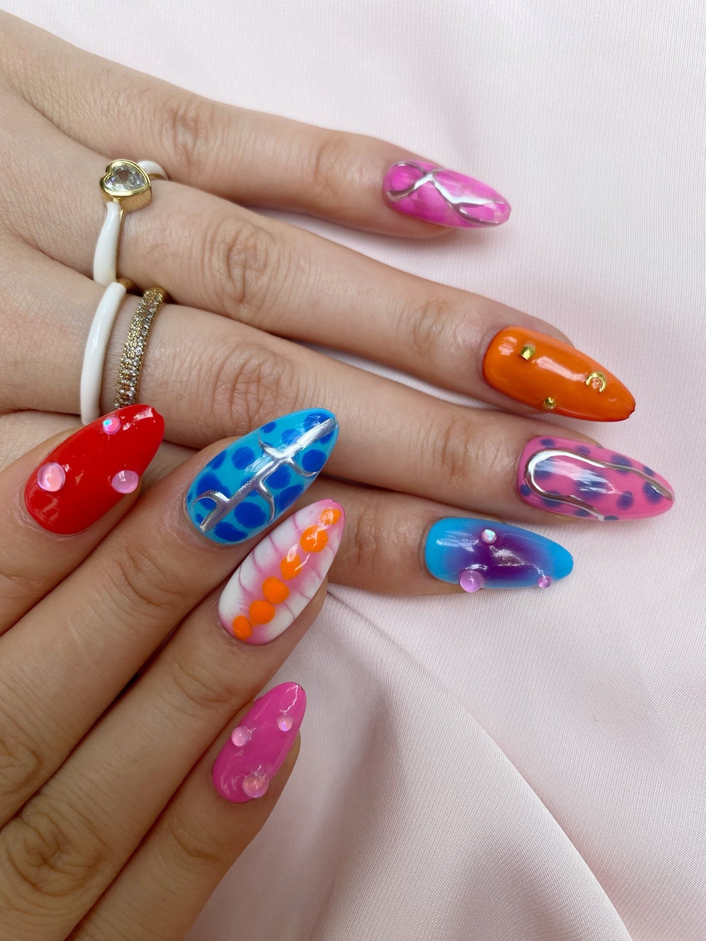 Colorful graffiti hand manicure